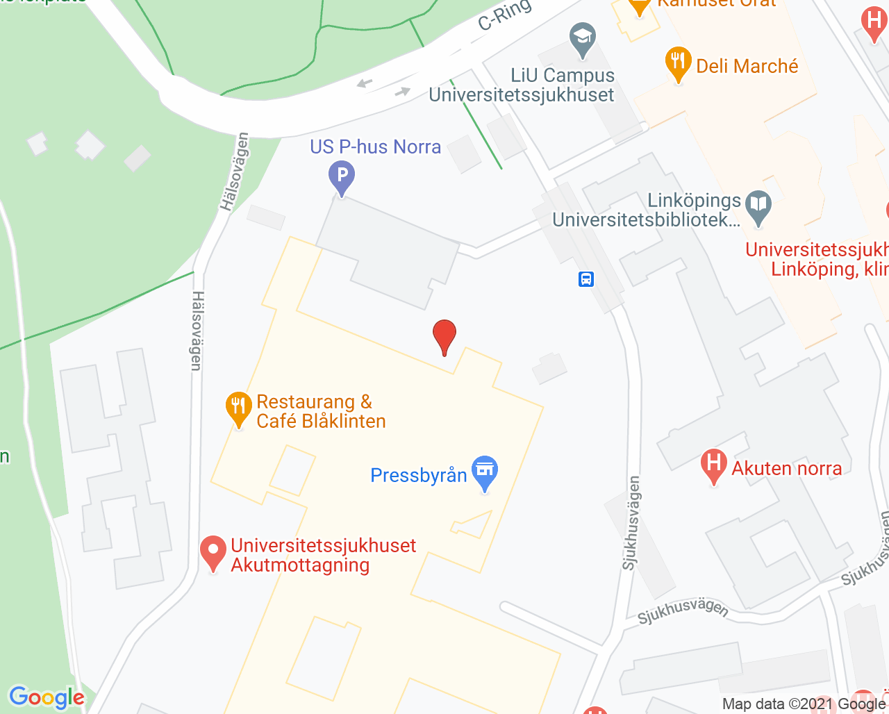 Karta till Hudmottagningen US, Hudkliniken