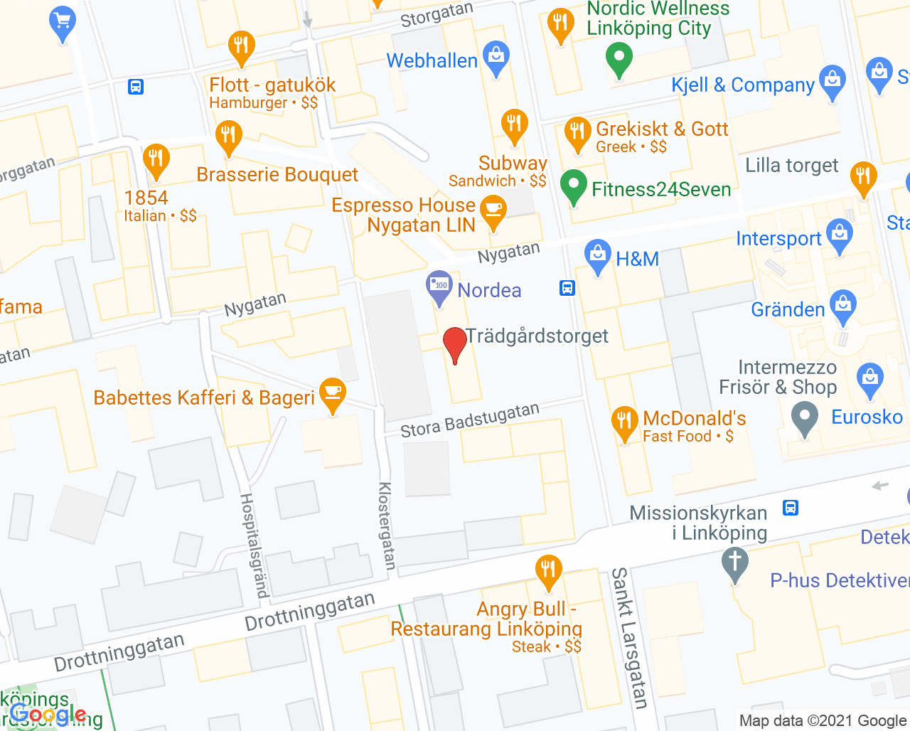 Karta till Synsam Linköping Trädgårdstorget