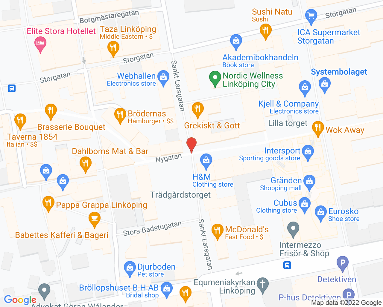 Karta till Diagnostiskt Centrum Hud Linköping
