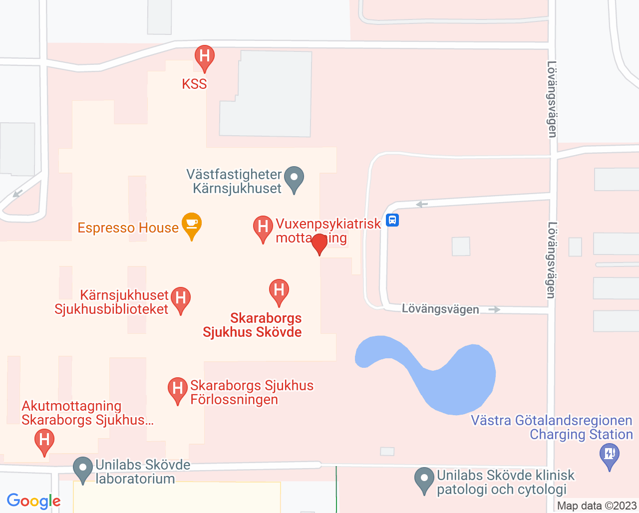 Karta till Lungfunktionslab, Skövde