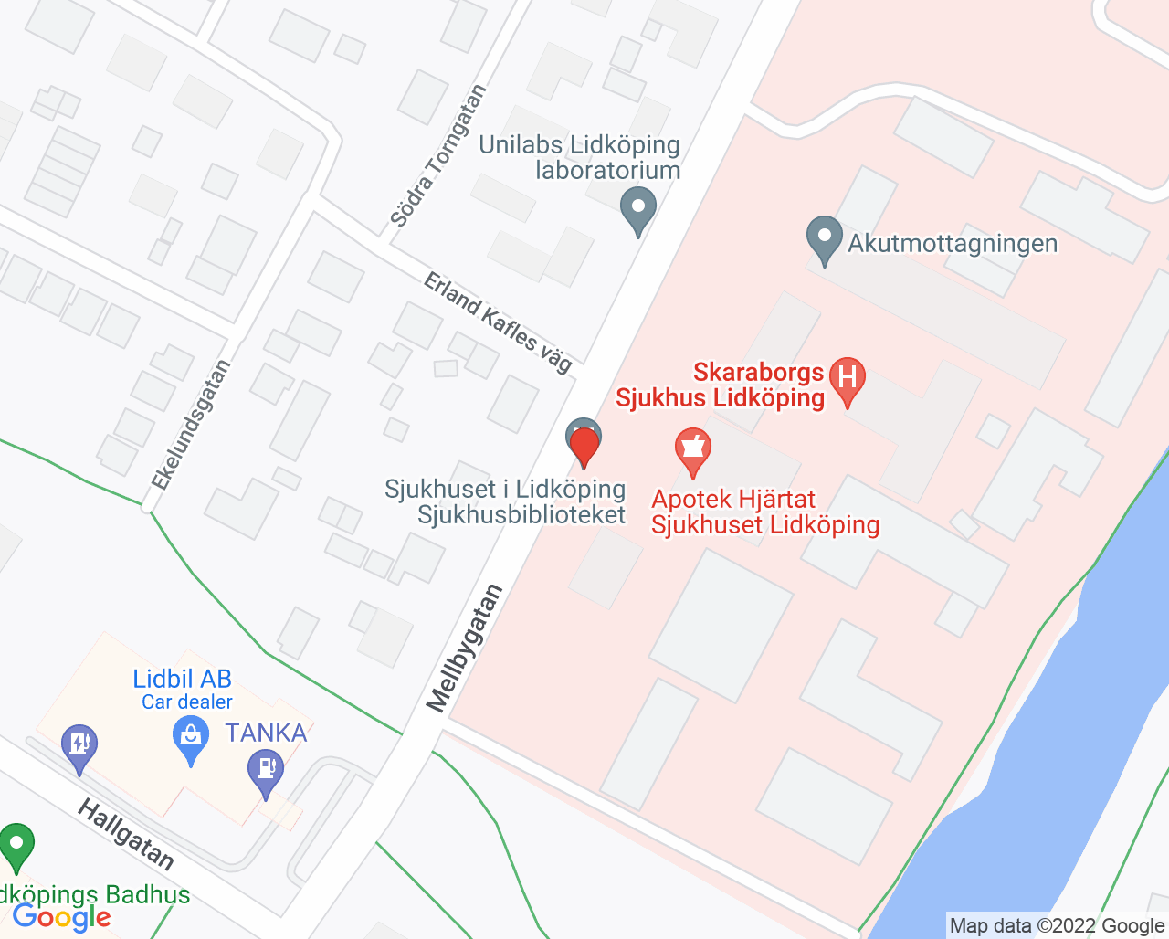 Karta till Psykiatri dagsjukvård Lidköping