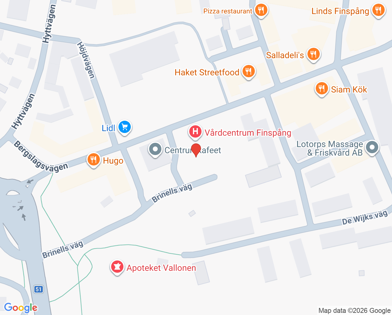 Karta till Vårdcentralen Finspång