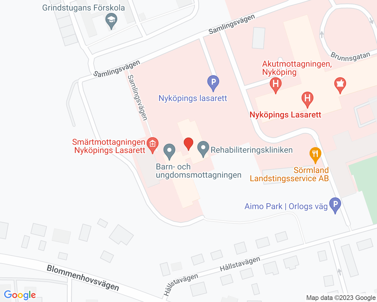 Karta till Rehabiliteringsmedicinska kliniken Sörmland, Nyköping