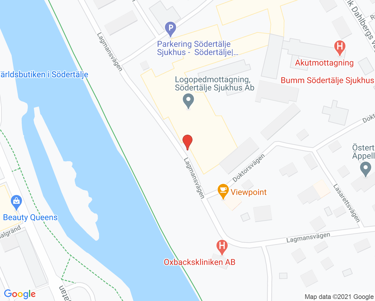 Karta till Osteoporosmottagning, Södertälje sjukhus