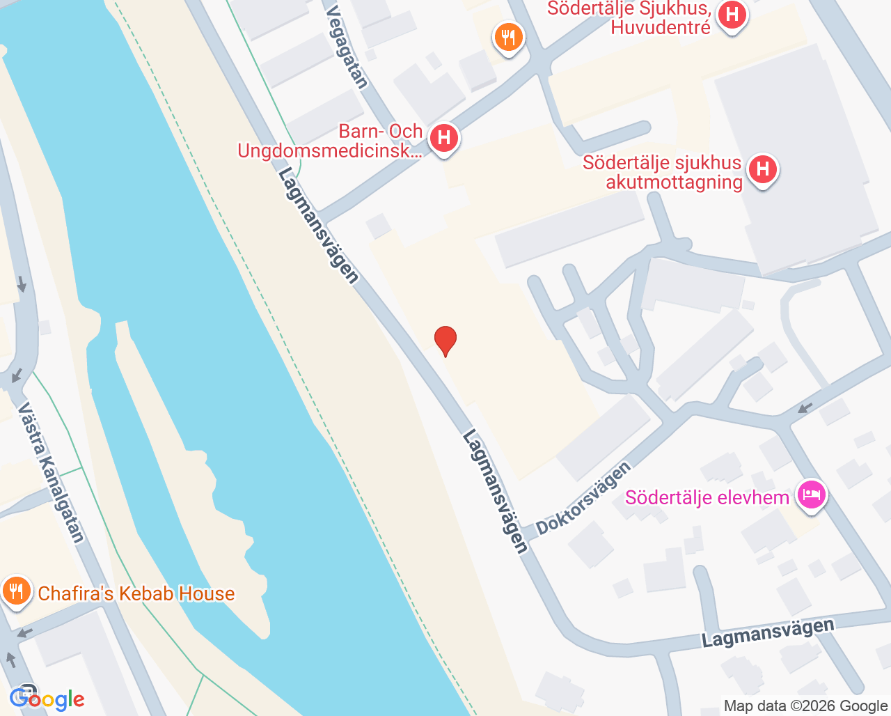 Karta till Vital Södertälje Sjukhus