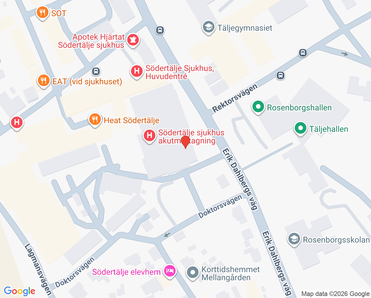 Karta till Närakut, Södertälje sjukhus