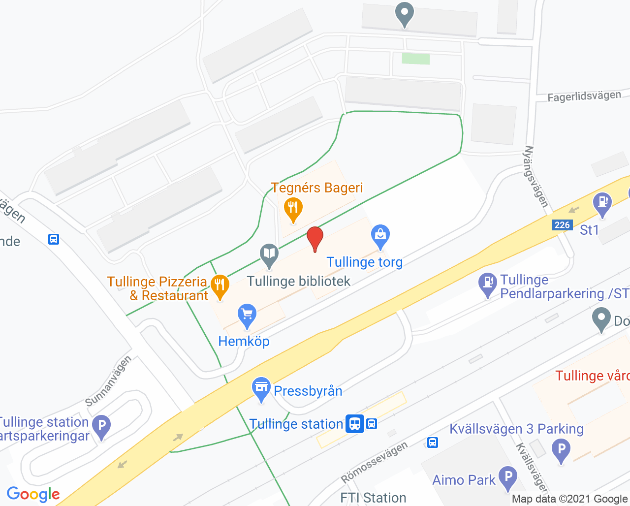 Karta till Aleris ASIH Huddinge