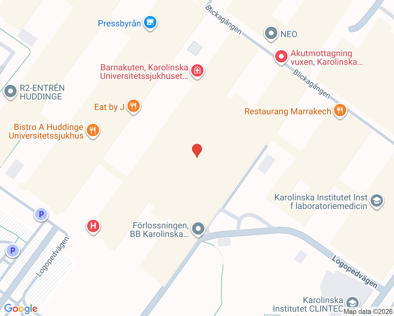 Karta till ForMotion Ortopedteknik Huddinge
