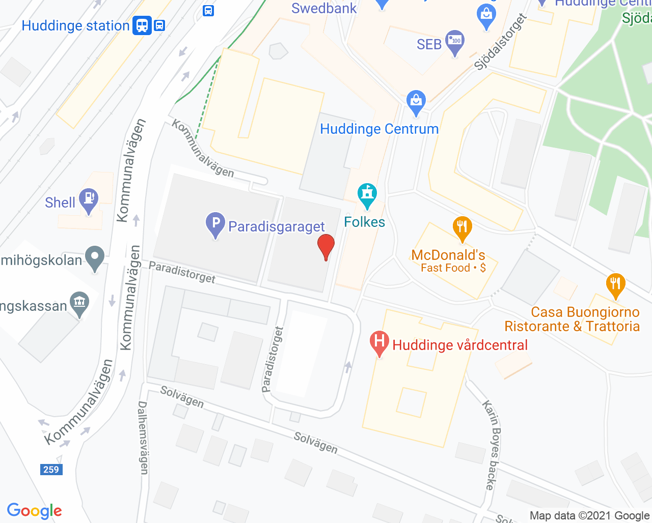 Karta till Folktandvården Huddinge