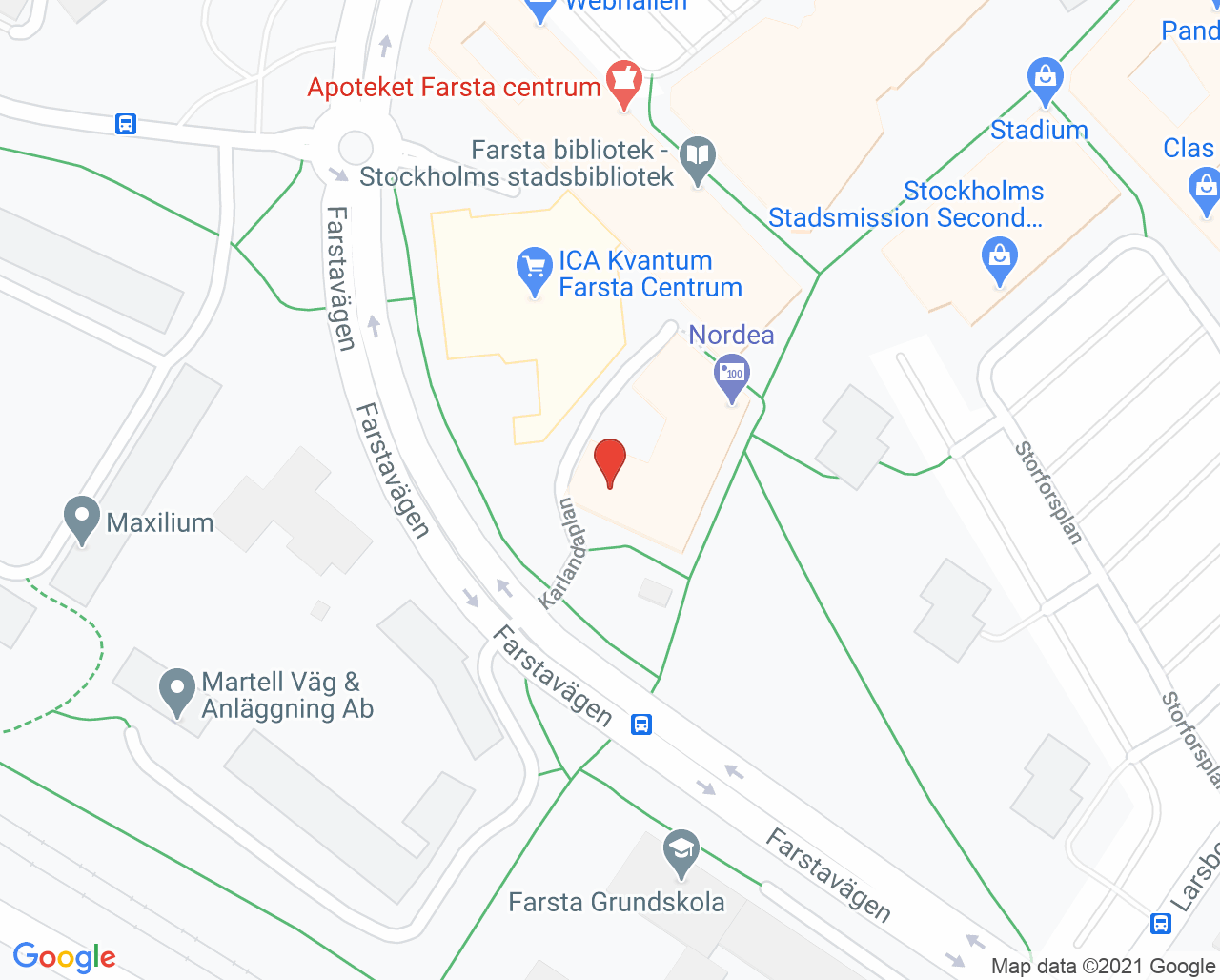 Karta till Audika Farsta Centrum