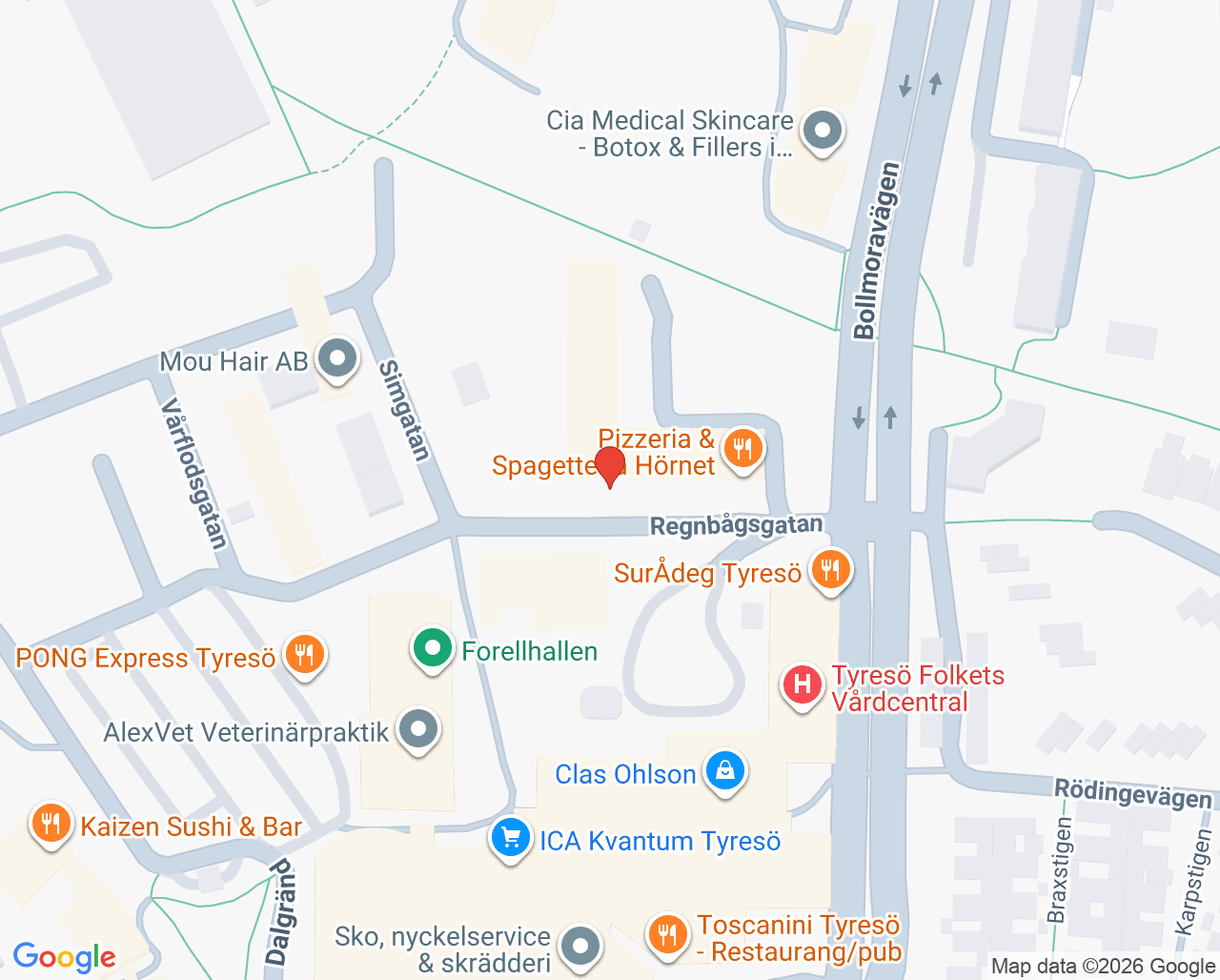 Karta till Närlaboratorium Bollmora, Karolinska Universitetssjukhuset