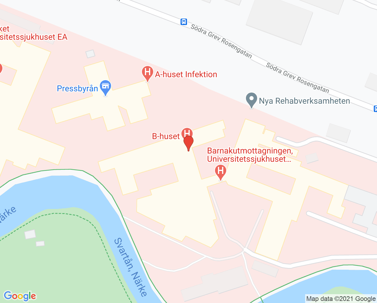 Karta till Förlossningsavdelningen Universitetssjukhuset Örebro