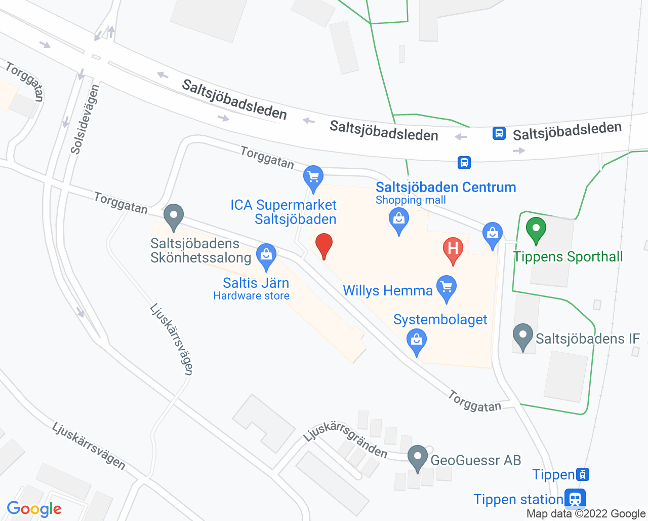Karta till Synsam Saltsjöbaden