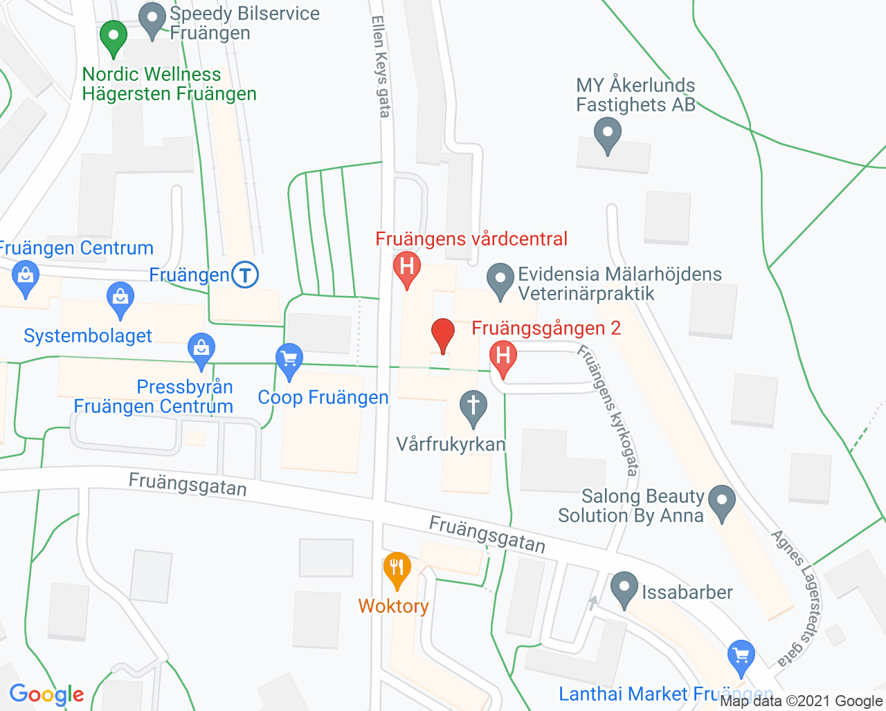 Karta till BVC Fruängens vårdcentral, Fruängens vårdcentral