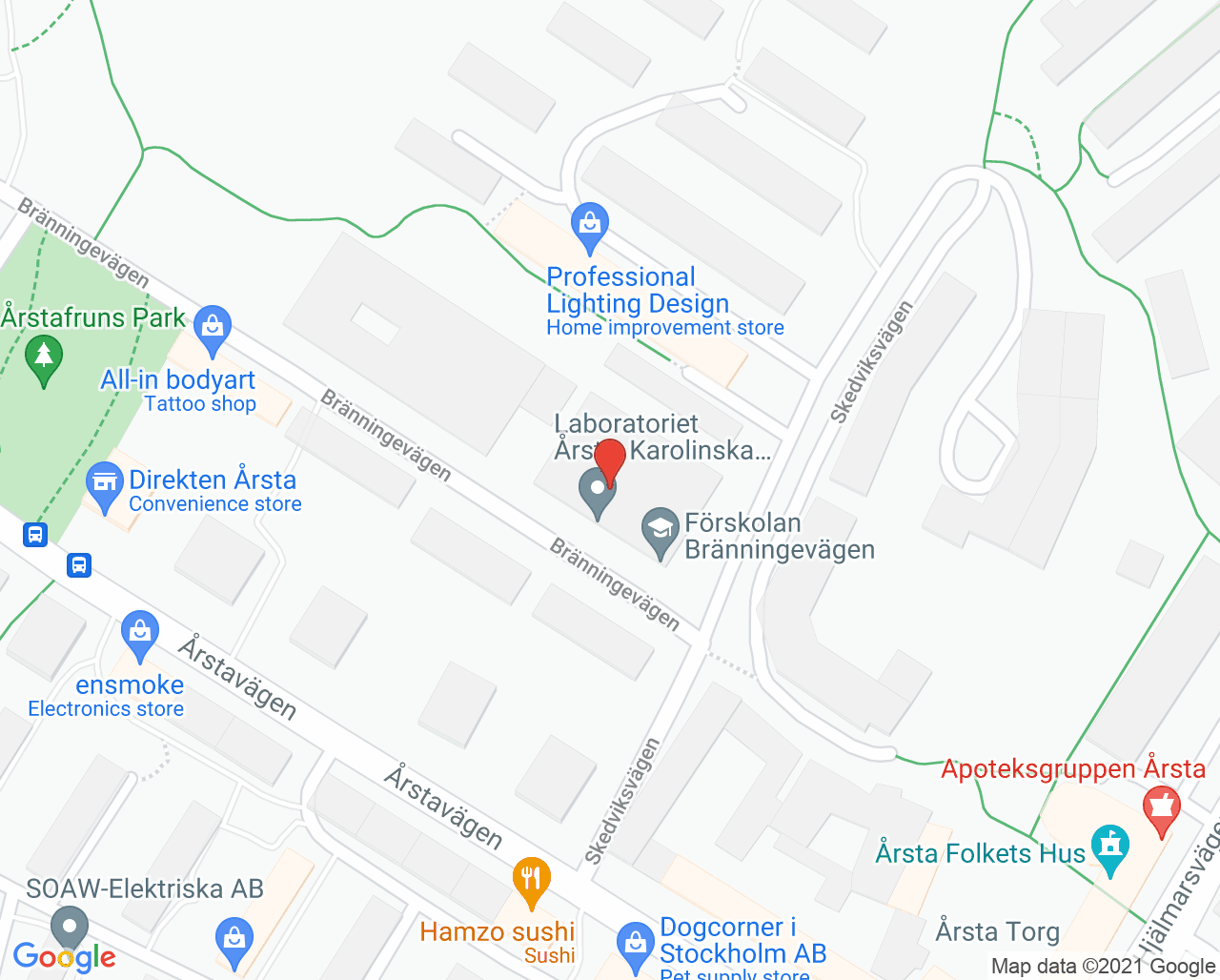 Karta till Vital Årsta