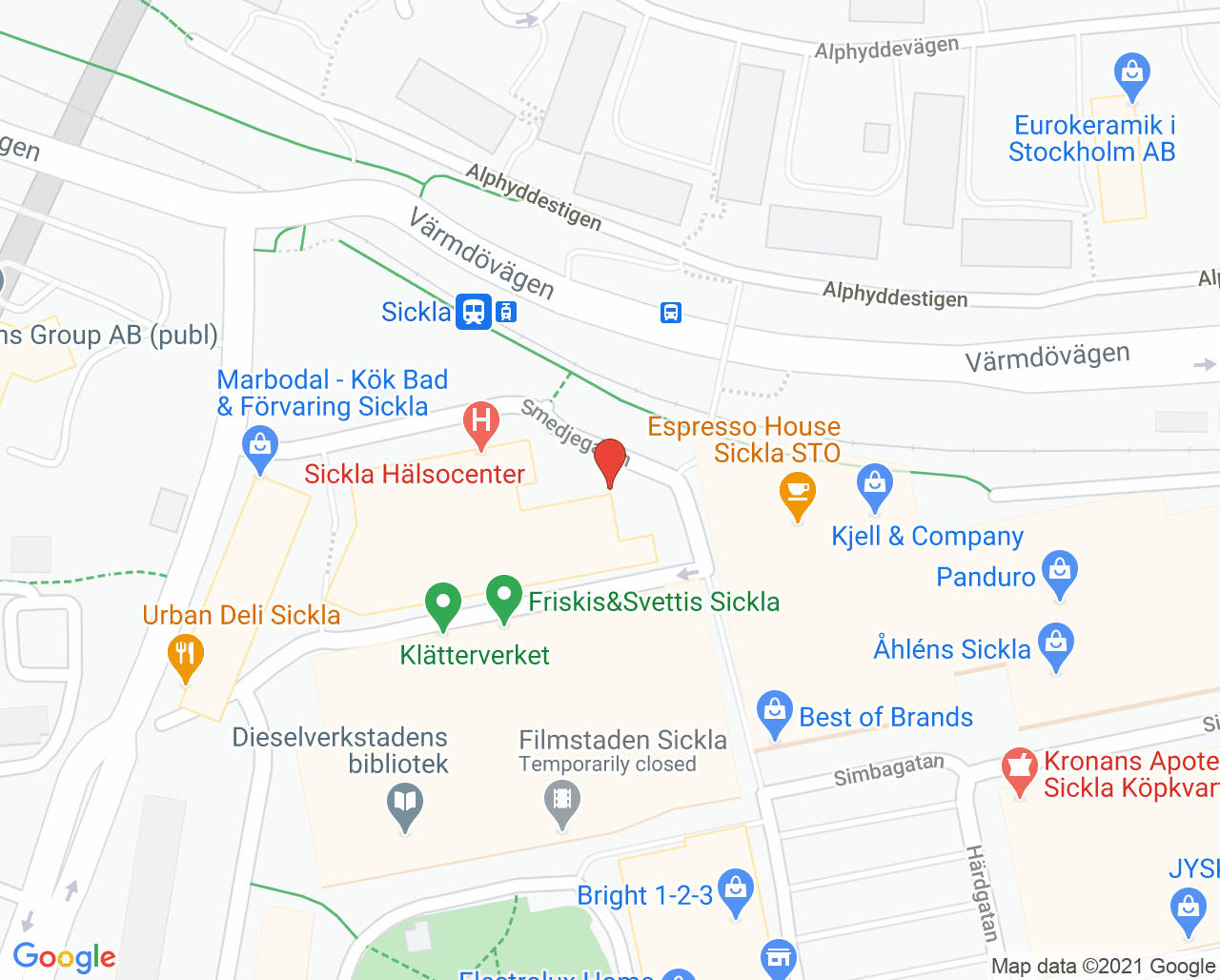 Karta till Arena Motion och Rehab - Susanne Holm