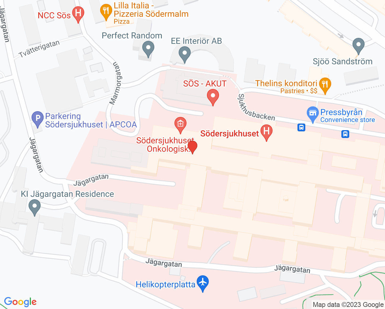 Karta till Vital Stockholm Södersjukhuset