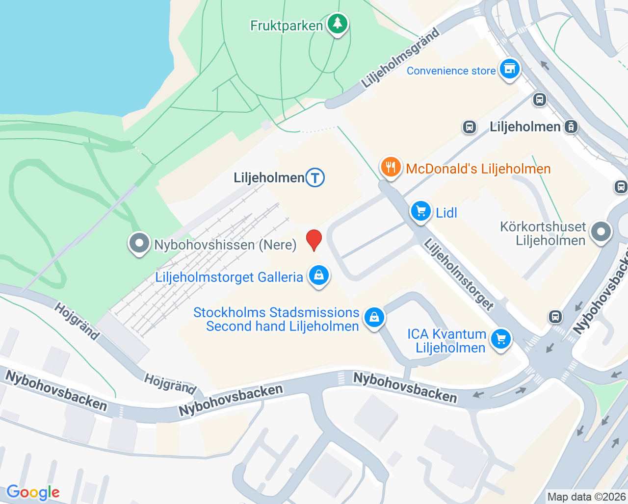 Karta till Unilabs Liljeholmen närlaboratorium