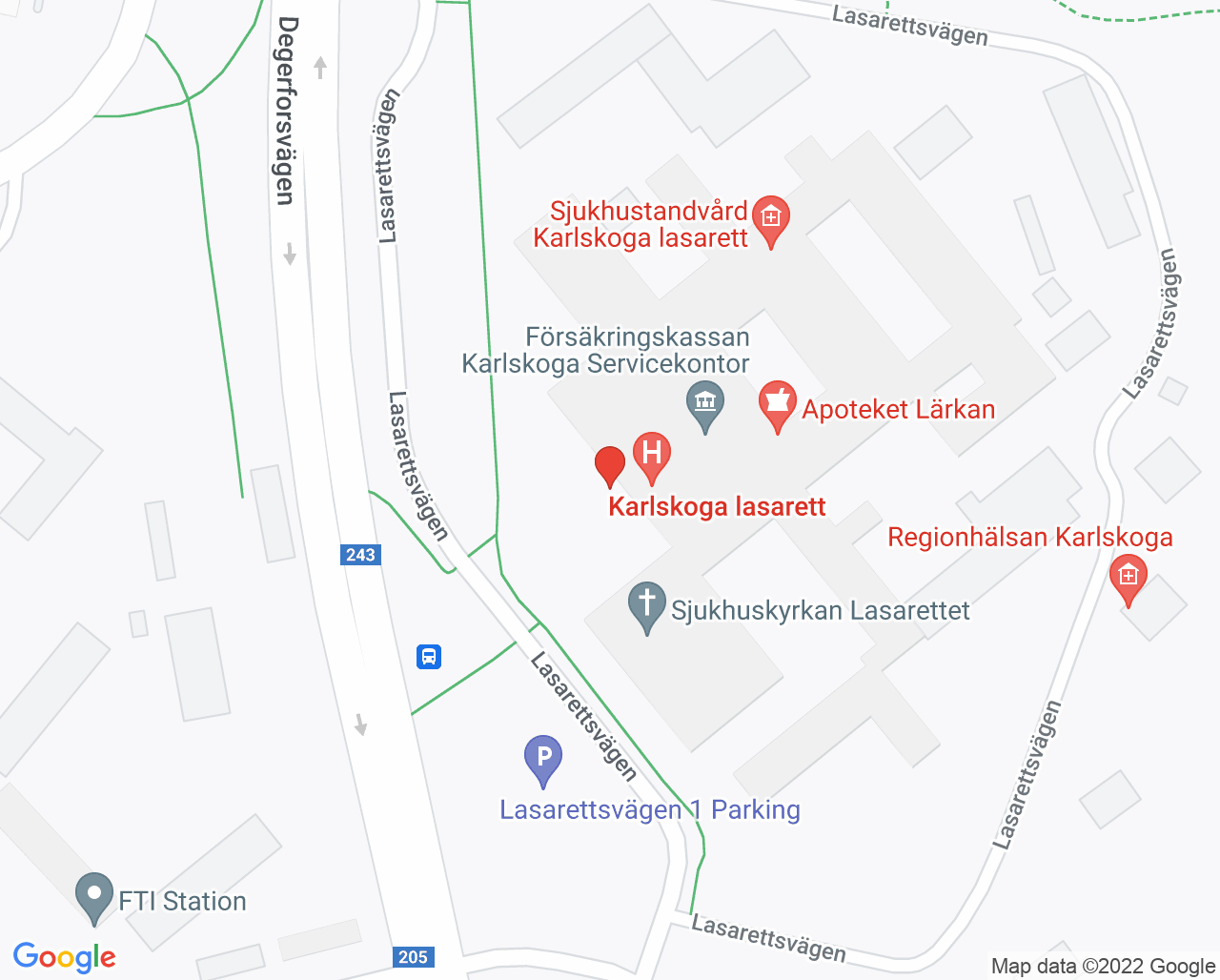 Karta till Venöst centrum Karlskoga lasarett, Karlskoga