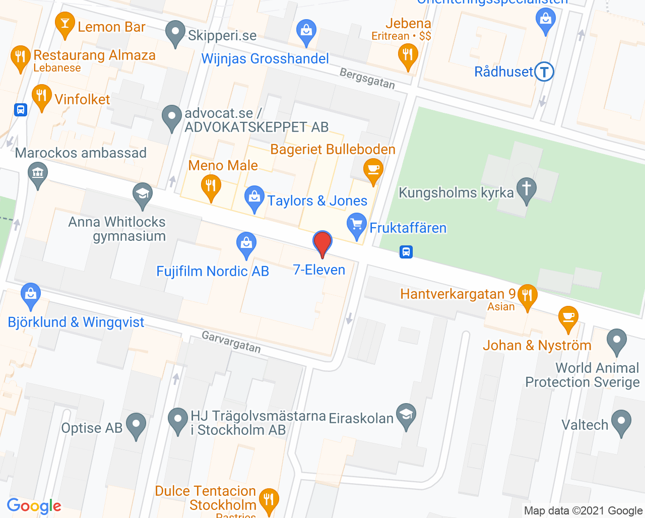 Karta till Frankanders tandläkarklinik, Kungsholmen