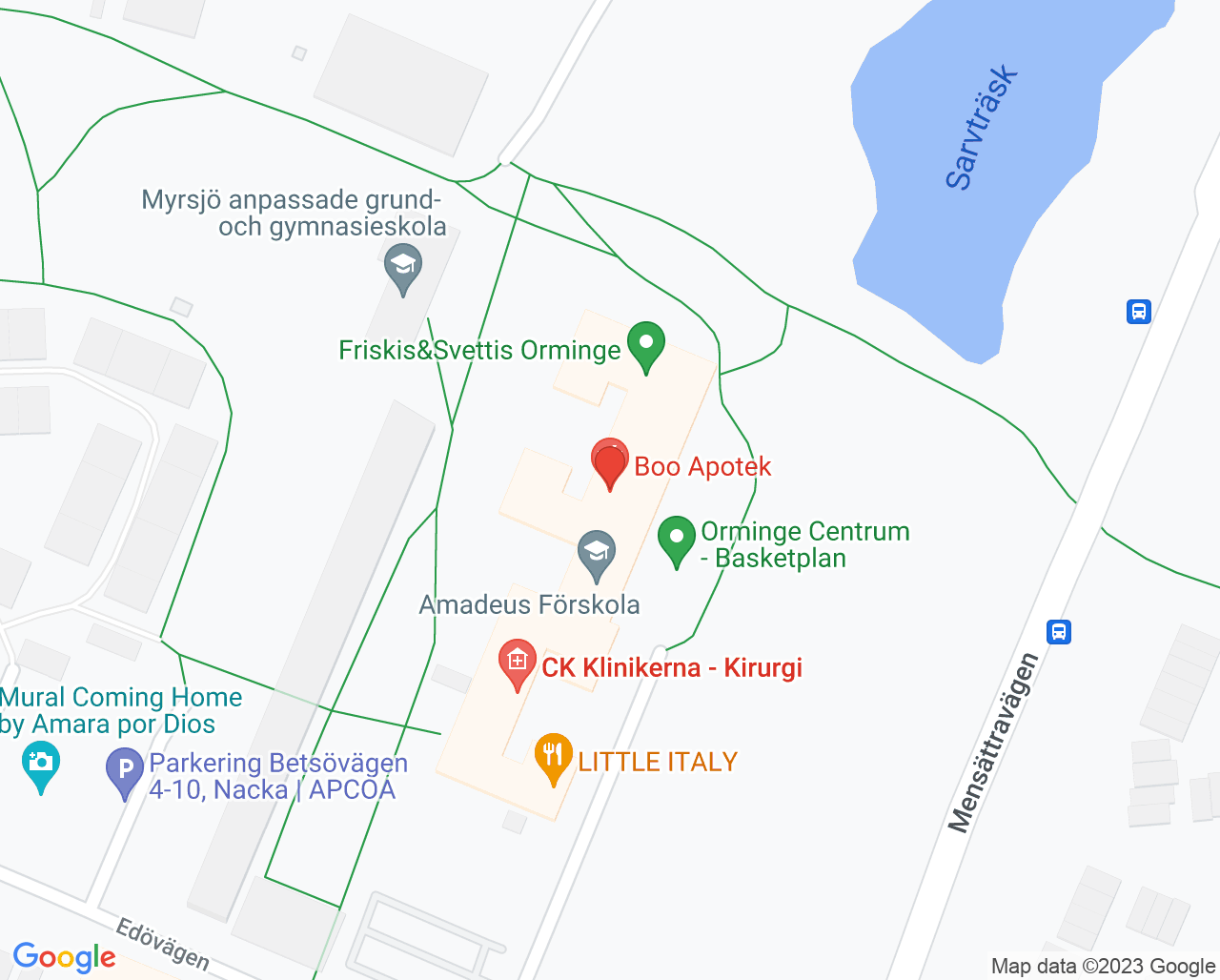 Karta till Vital Saltsjö-boo