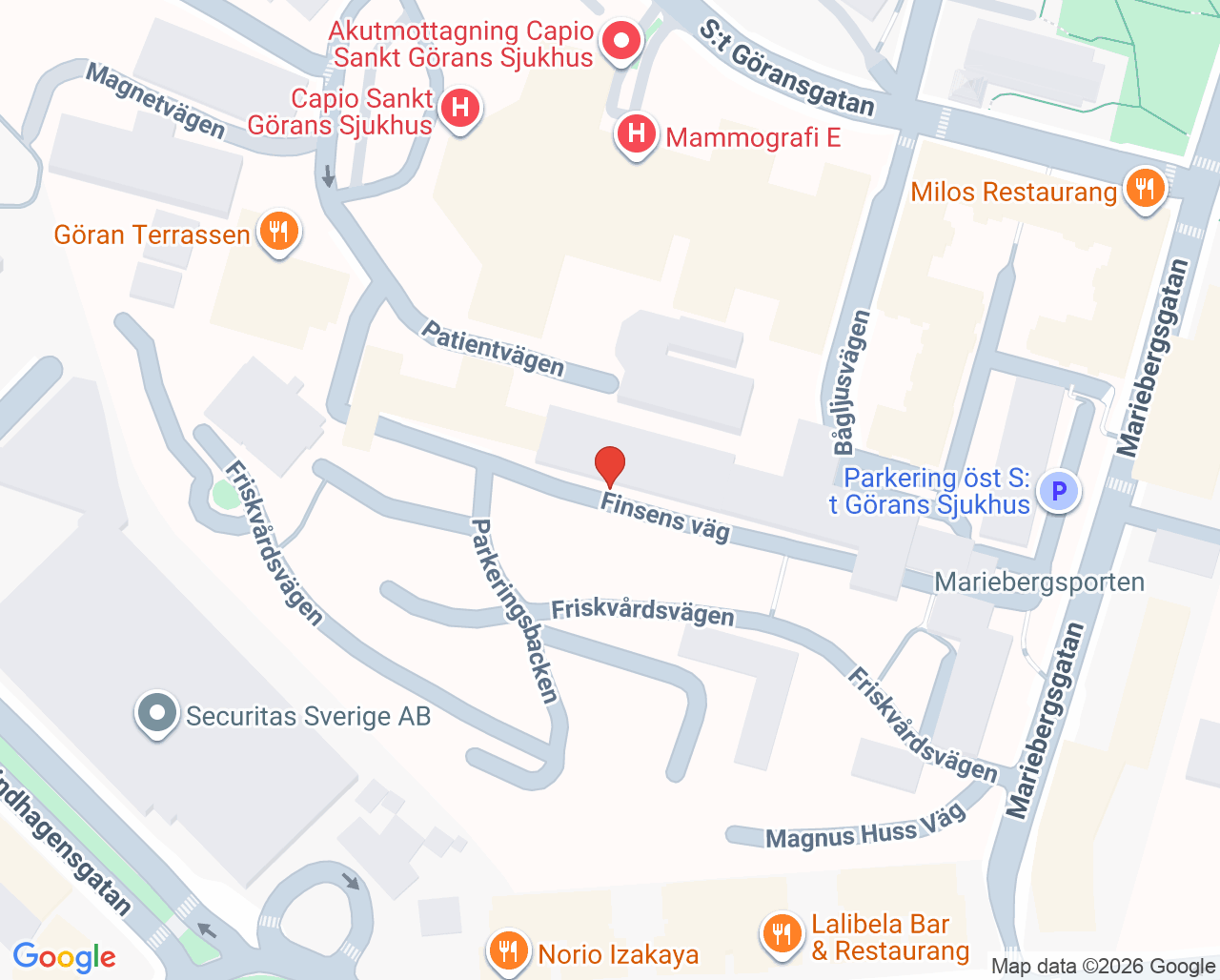 Karta till Avd 51 NSP, Norra Stockholms psykiatri