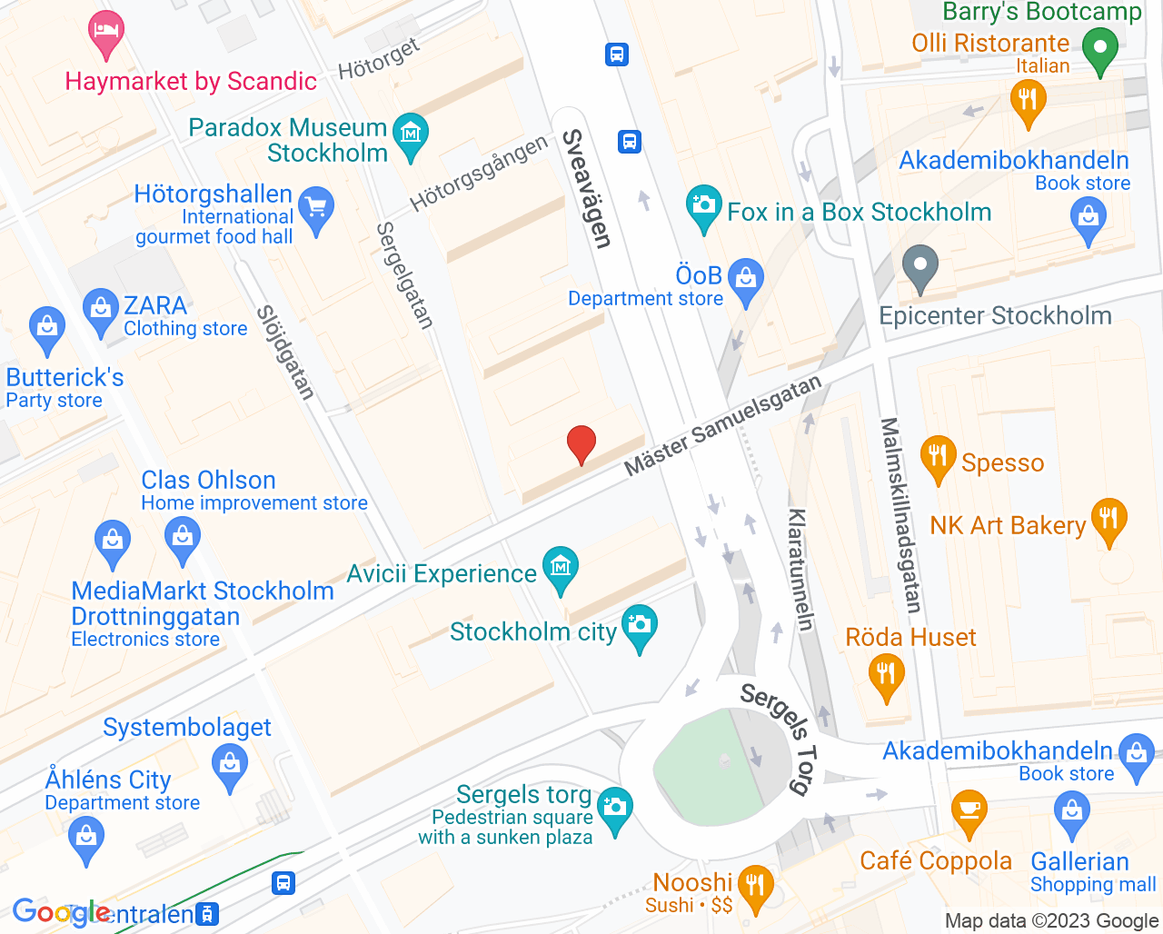 Karta till Läkarhuset Hötorgscity - Samineh Oliai Araghi