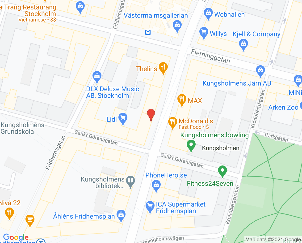 Karta till Sankt Eriks Tandläkarklinik, Kungsholmen