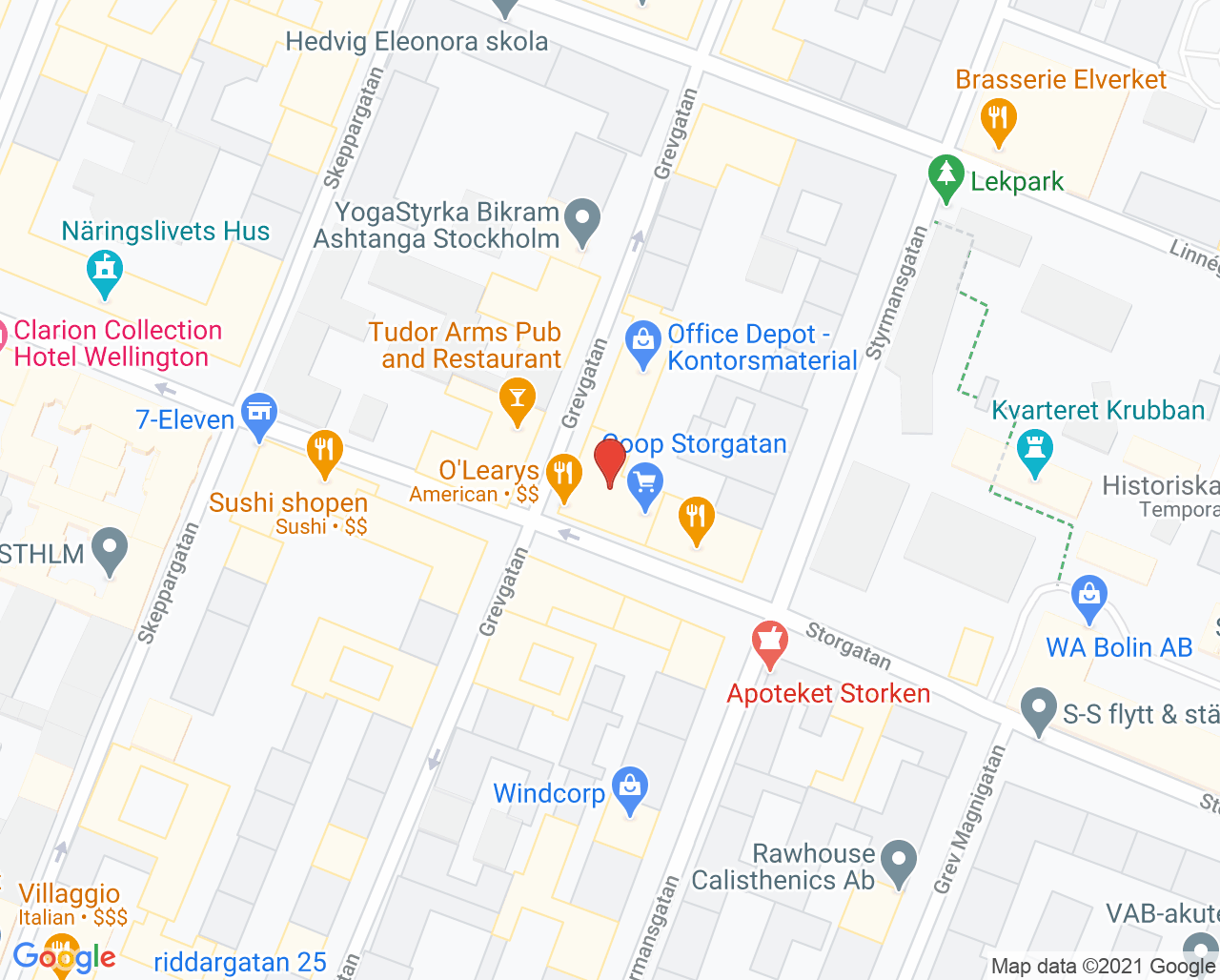 Karta till Vital Stockholm Östermalm