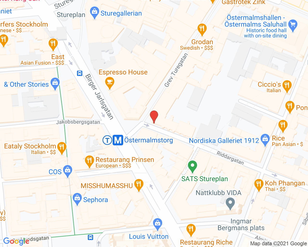 Karta till Livsstilsmottagningen, Beroendecentrum Stockholm