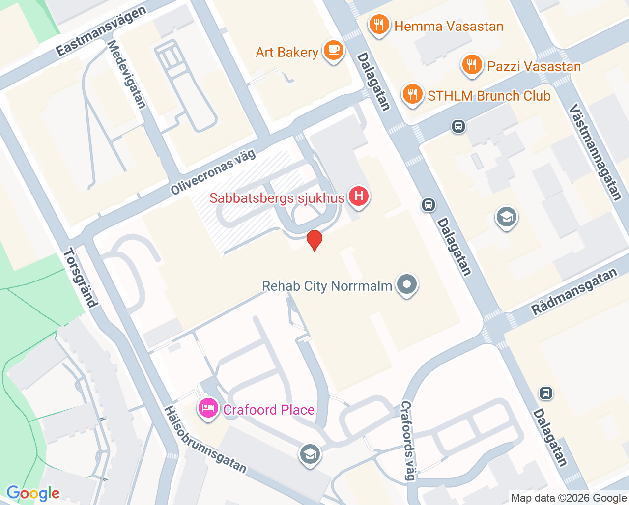 Karta till Vital Stockholm Sabbatsbergs Sjukhus - Unilabs
