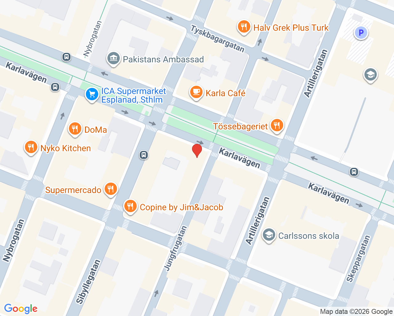 Karta till Mama Mia Östermalm Barnmorskemottagning/Ultraljud och BVC