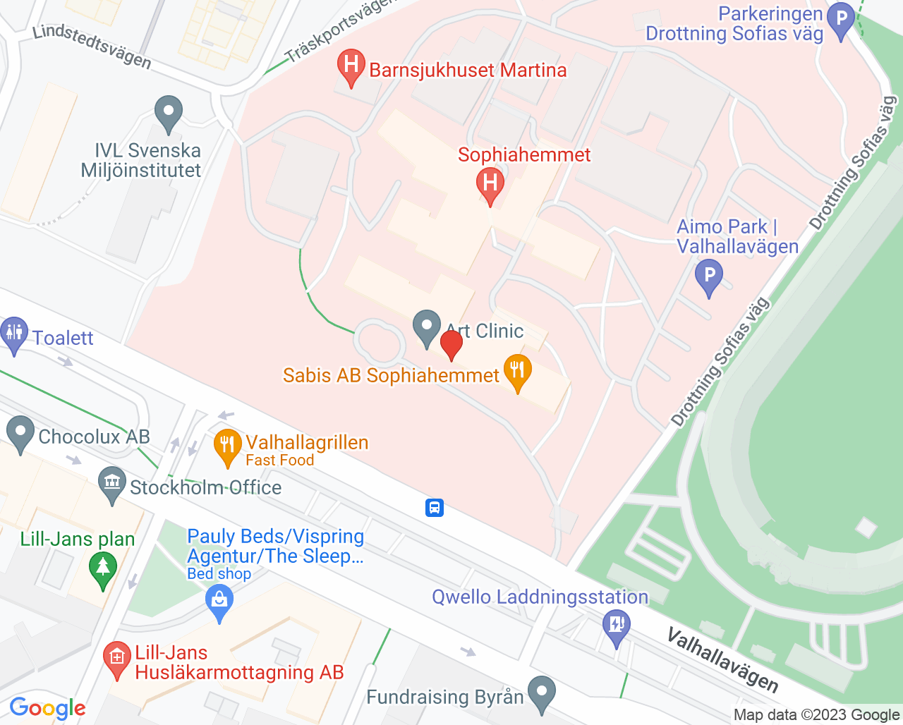 Karta till Capio Gastro Center Stockholm. endoskopi, Östermalm