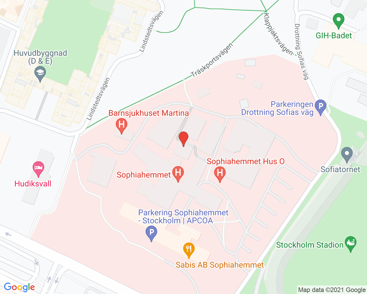 Karta till Vital Stockholm Sophiahemmet - Karolinska Universitetslaboratoriet