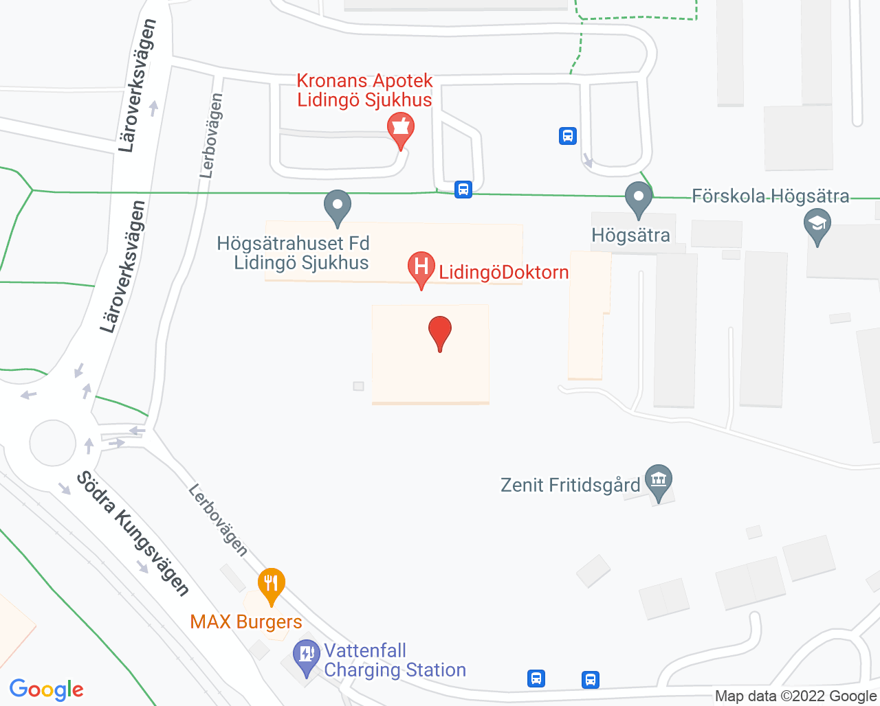 Karta till Vital Lidingö Högsätrahuset
