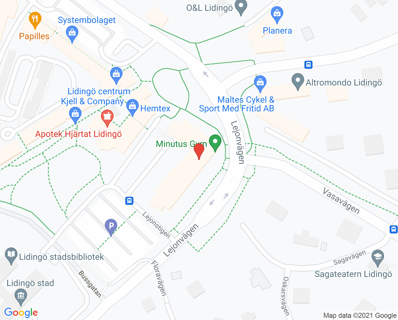 Karta till Lidingö Ortopedmedicinska Team - Karin Hoffman Winge, Lidingö