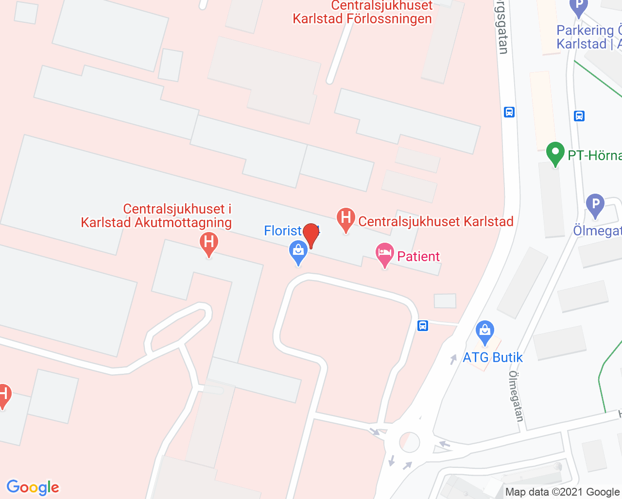 Karta till BB-vårdavdelning kvinnosjukvården, Centralsjukhuset Karlstad