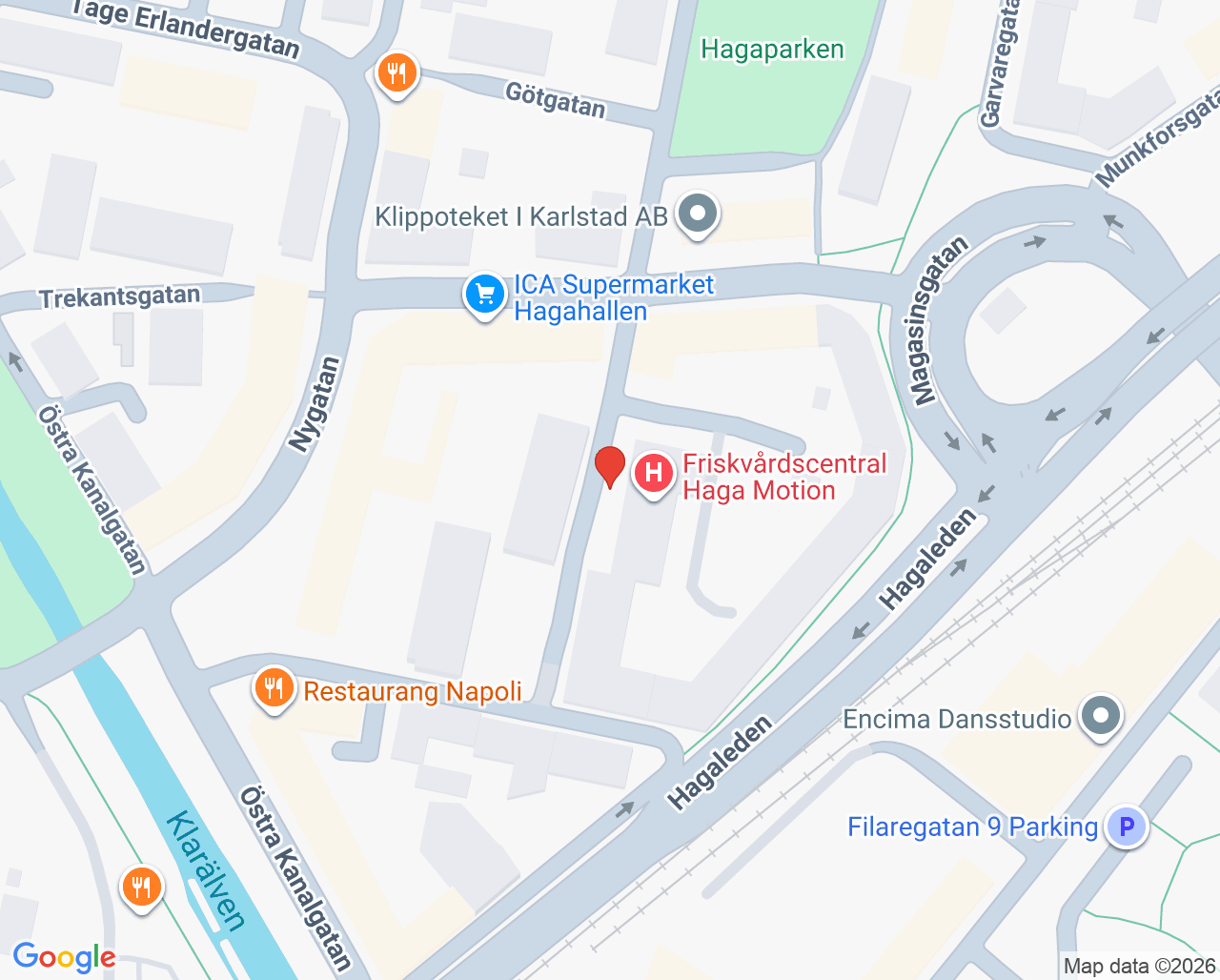 Karta till Folktandvården Haga, Karlstad