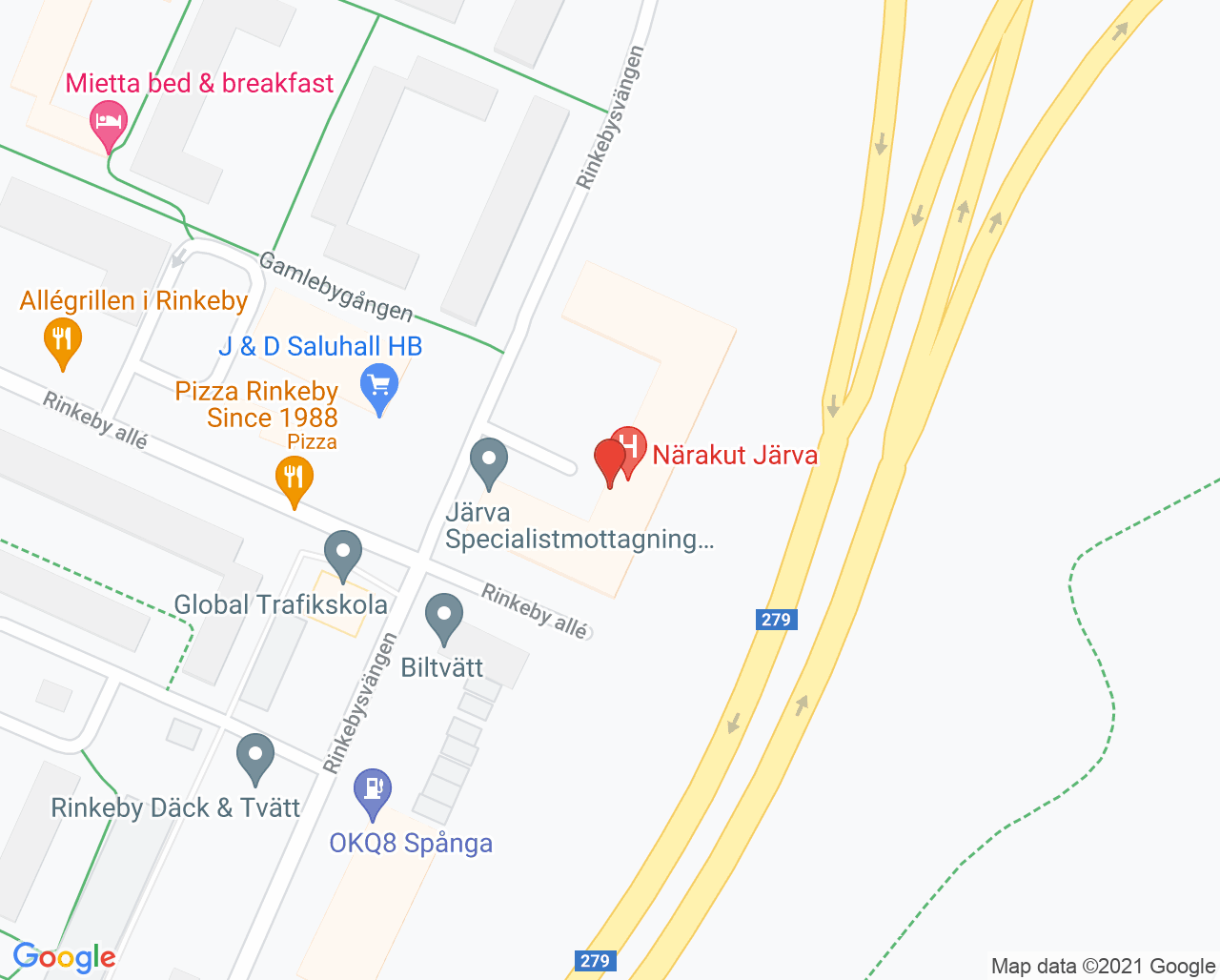 Karta till Unilabs Järva närlaboratorium, Spånga/Tensta