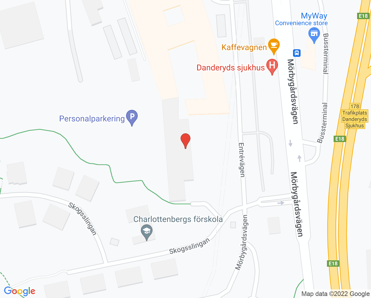 Karta till Vårdavdelning 98 internmedicin, Danderyds sjukhus
