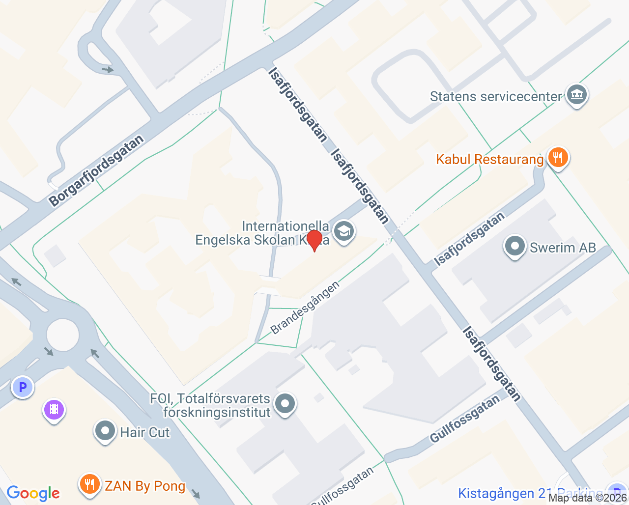 Karta till CH Fysioterapi, Kista