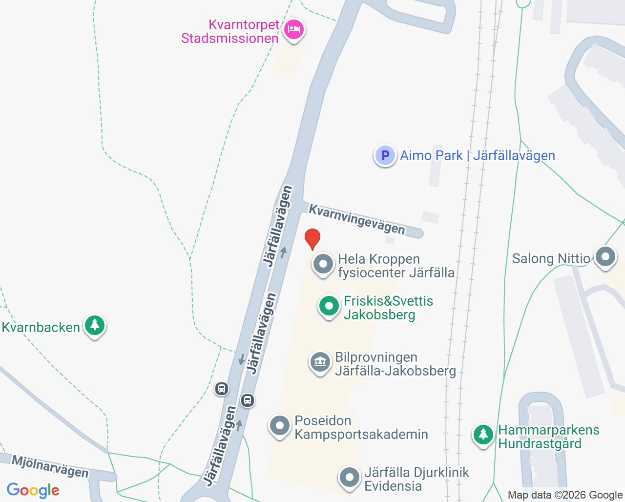 Karta till Friskis och Svettis - Åsa Fomin, Järfälla