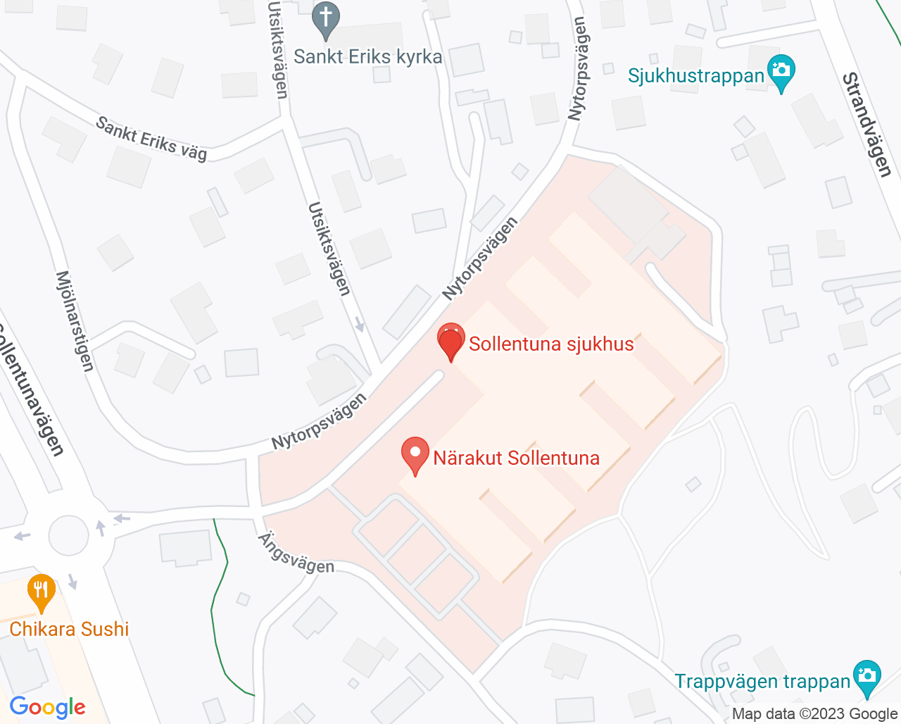 Karta till Vital Sollentuna Sjukhus
