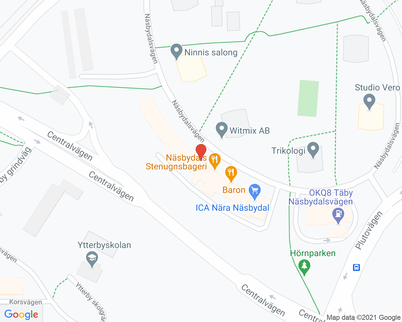 Karta till Fysioterapigruppen Näsbydal - Granström Fysio Spec fysioterapi, Täby