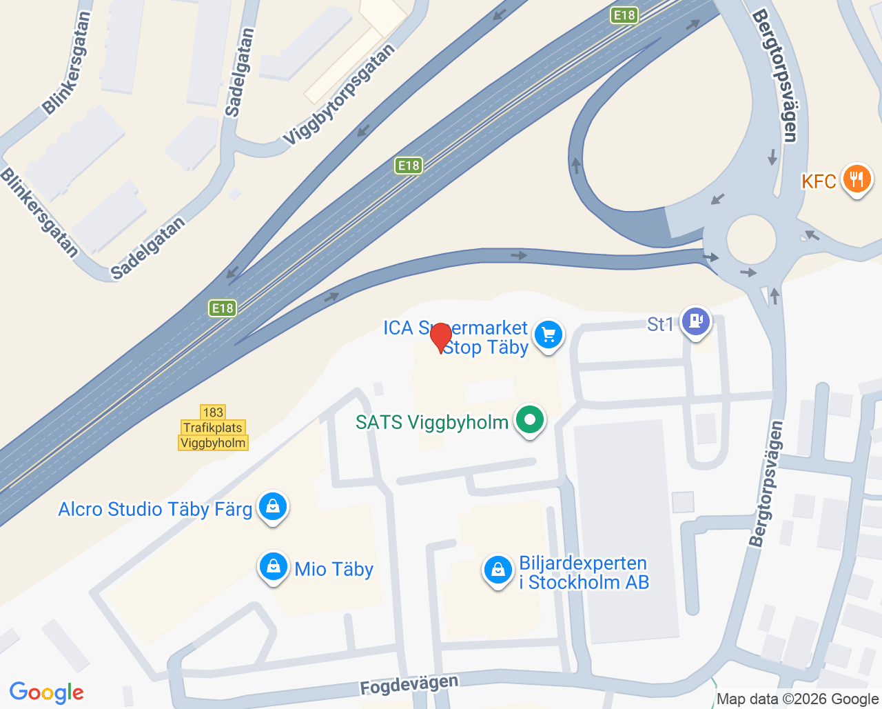 Karta till Aleris ASIH Täby