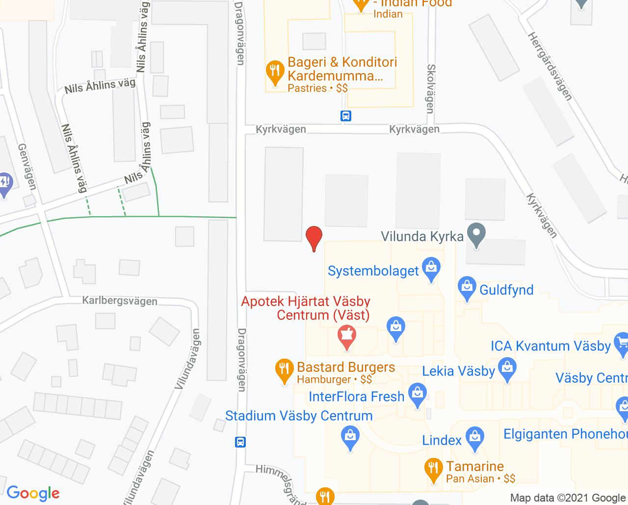 Karta till Capio Vårdcentral Väsby