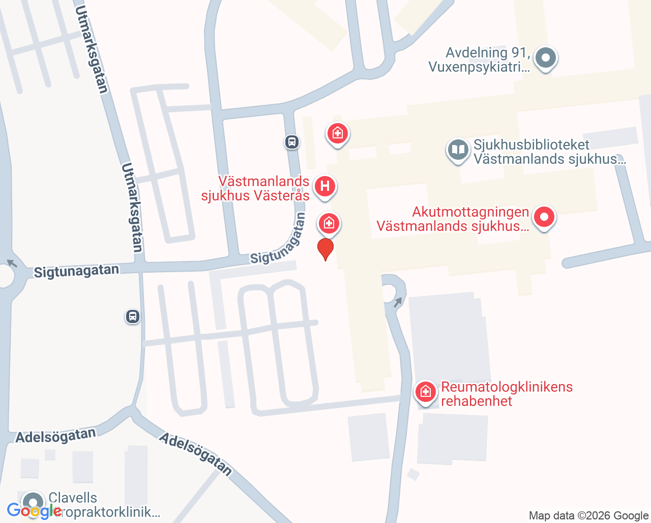 Karta till Hematologmottagningen, Västerås