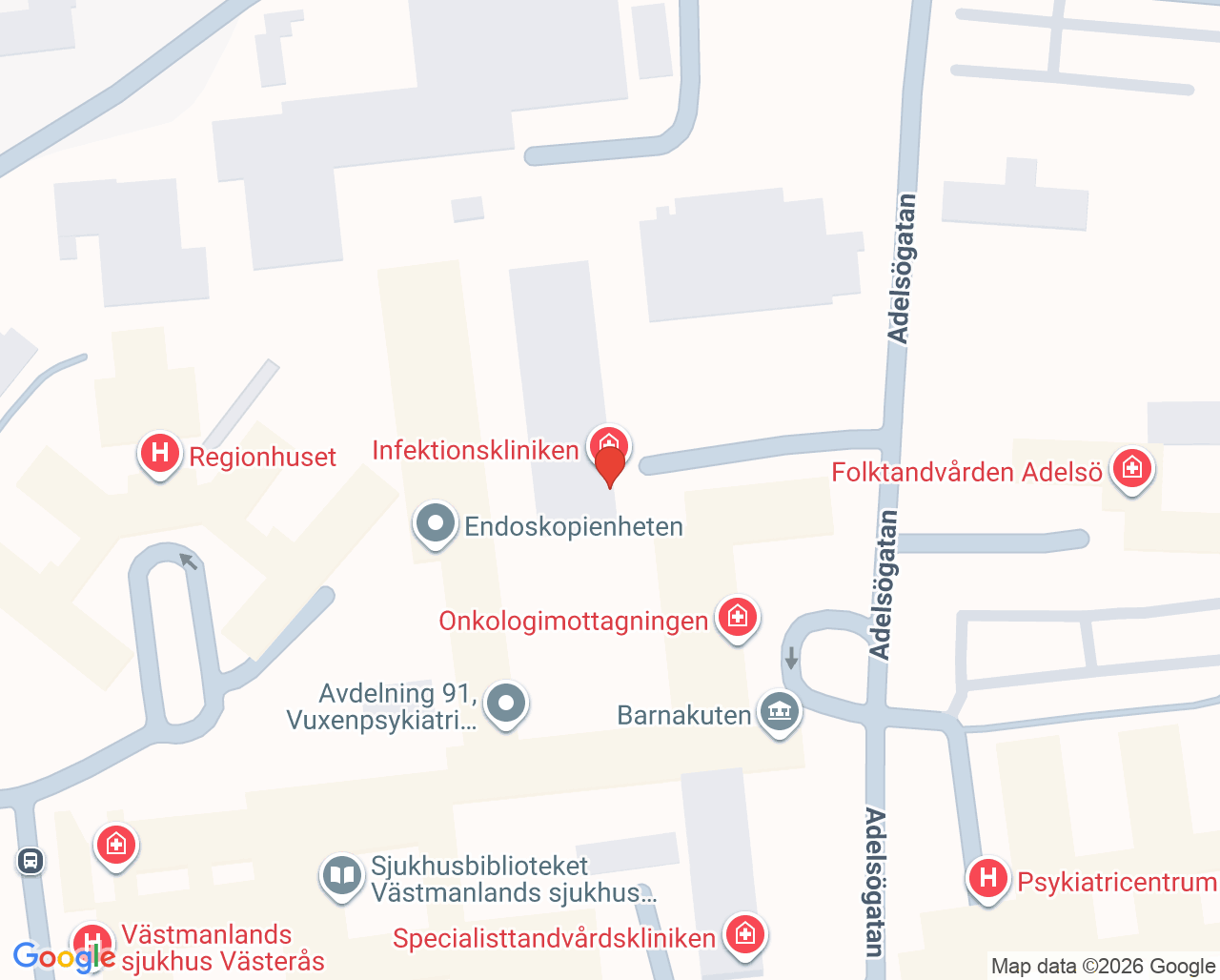 Karta till Kirurgavdelning 6, Västerås
