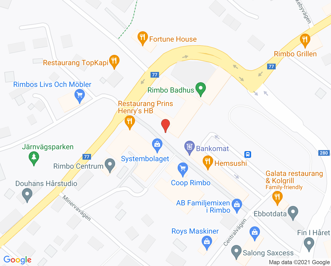 Karta till Distriktstandvården Rimbo Centrum