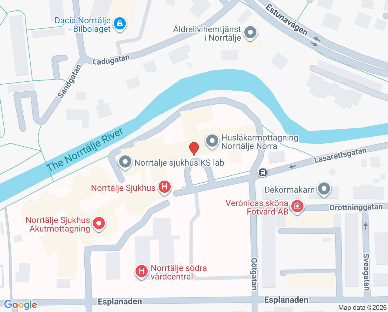 Karta till Sex- och samlevnadsmottagning, Norrtälje sjukhus Tiohundra